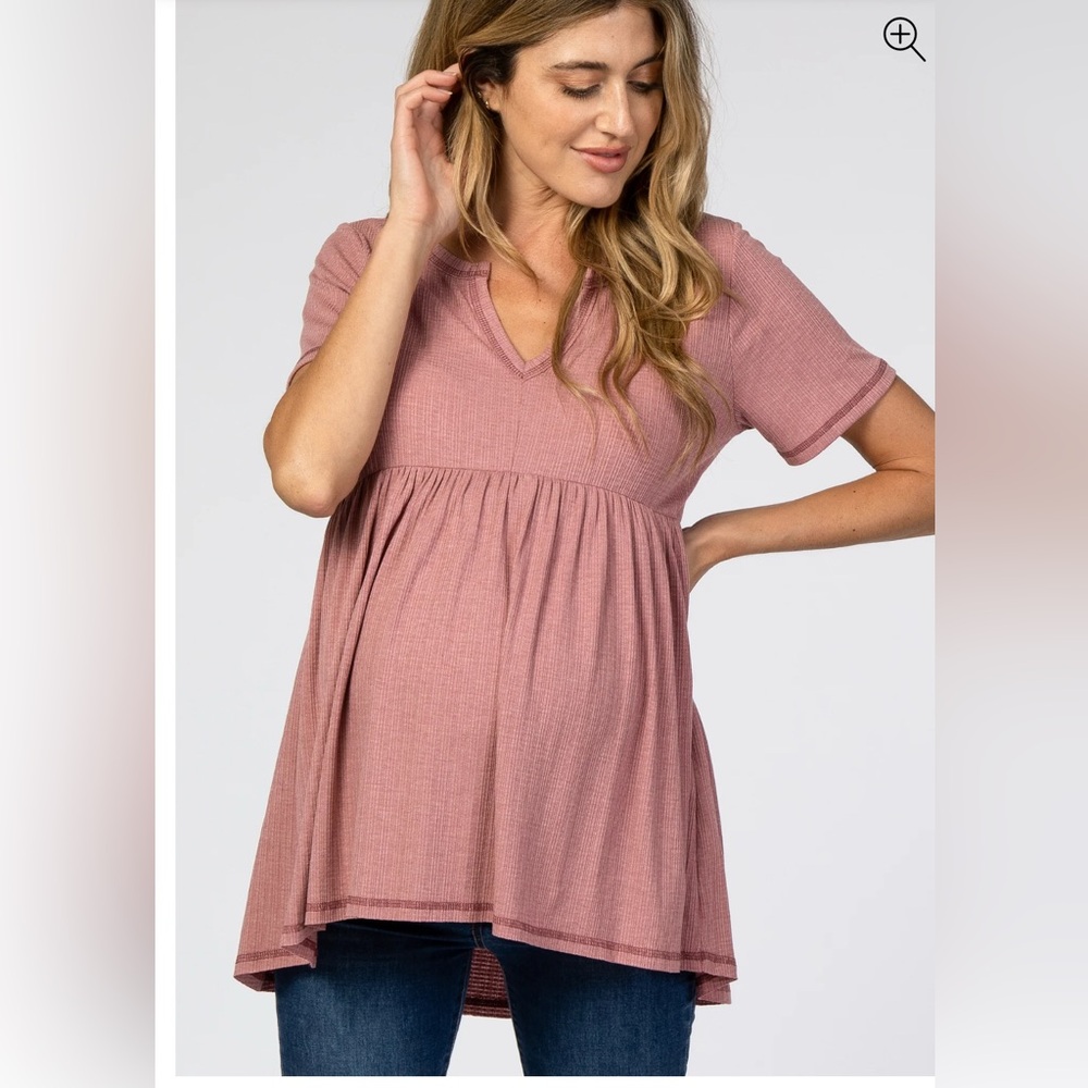 Mauve V Neck Maternity Top